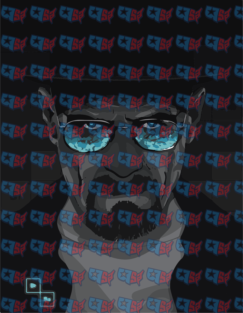 Heisenberg Dark Pop Art Portrait Blue Camo Shades (DTF)