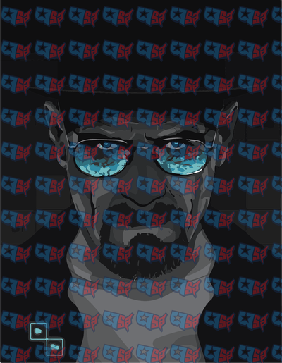 Heisenberg Dark Pop Art Portrait Blue Camo Shades (DTF)
