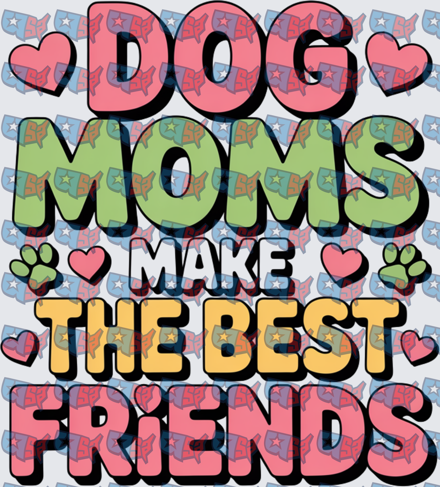 Dog Moms Make The Best Friends Paw Heart Retro (DTF)