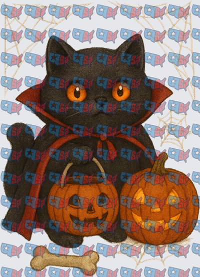 Vampire Black Cat Halloween Jack-o-Lanterns (DTF)