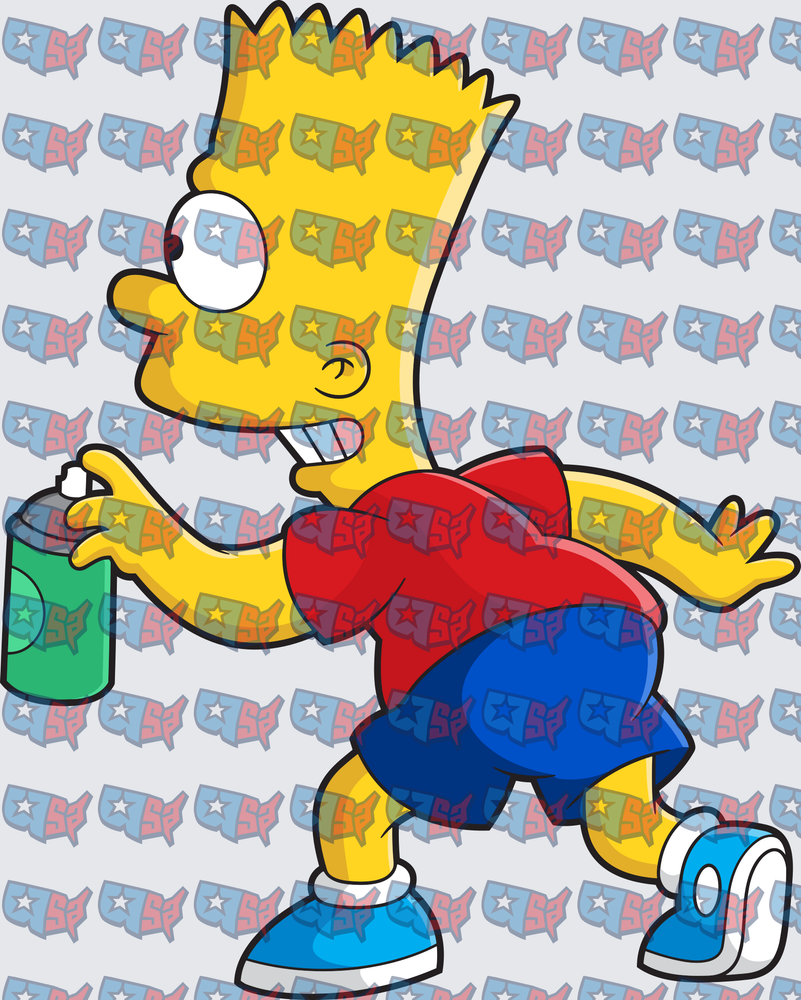 Mischievous Spiky-Haired Boy With Spray Can (DTF)