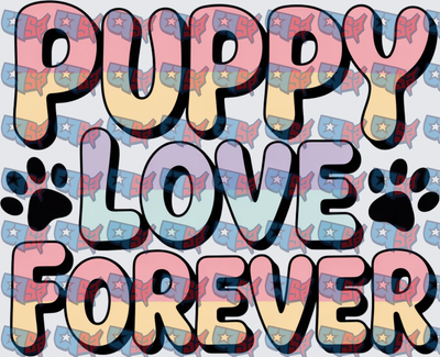 Puppy Love Forever Pastel Retro Paw Print (DTF)