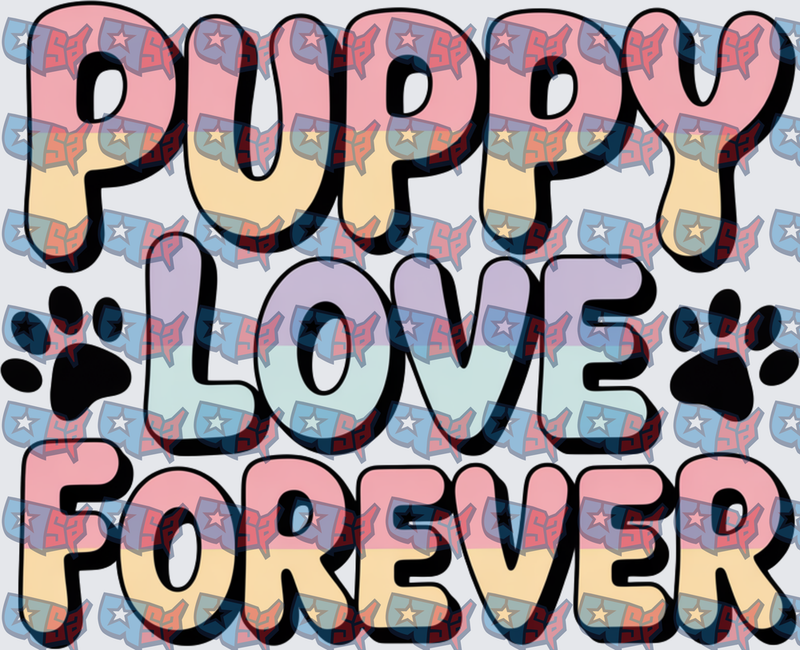 Puppy Love Forever Pastel Retro Paw Print (DTF)