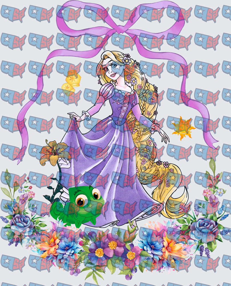 Blonde Princess Chameleon Floral Bow Design (DTF)