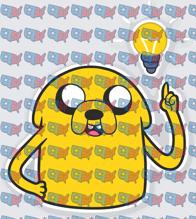 Yellow Magic Dog Lightbulb Idea Cartoon (DTF)