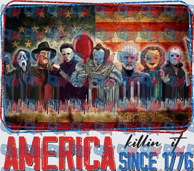 America Killin It Since 1776 Horror Icons Flag (DTF)