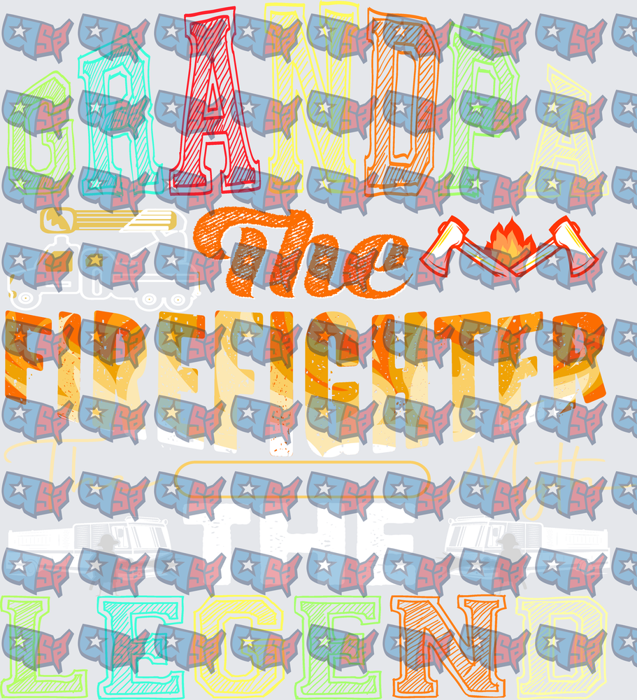Grandpa The Firefighter The Legend Colorful Text Design (DTF)