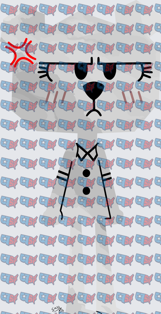 Grumpy Cartoon Cat With Red Star Mark (DTF)