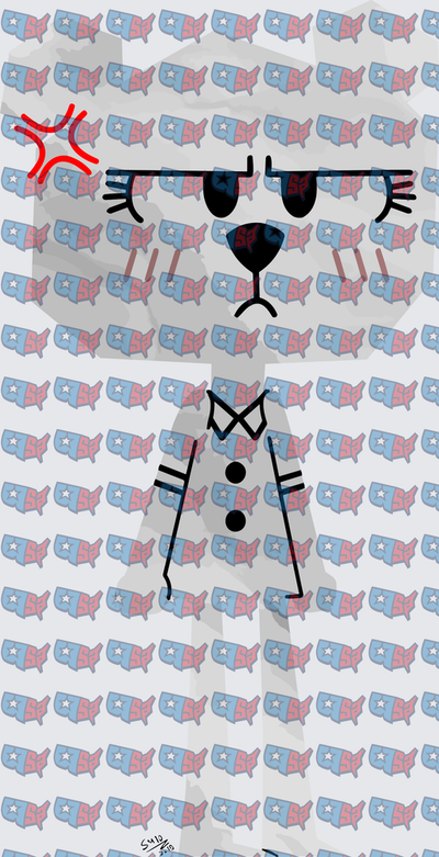 Grumpy Cartoon Cat With Red Star Mark (DTF)
