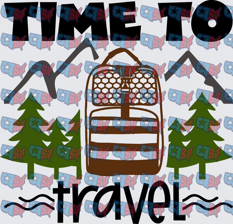 Time To Travel Backpack Mountains Pine Trees (DTF)