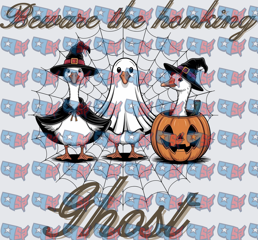 Beware The Honking Ghost Halloween Ducks Spider Web (DTF)