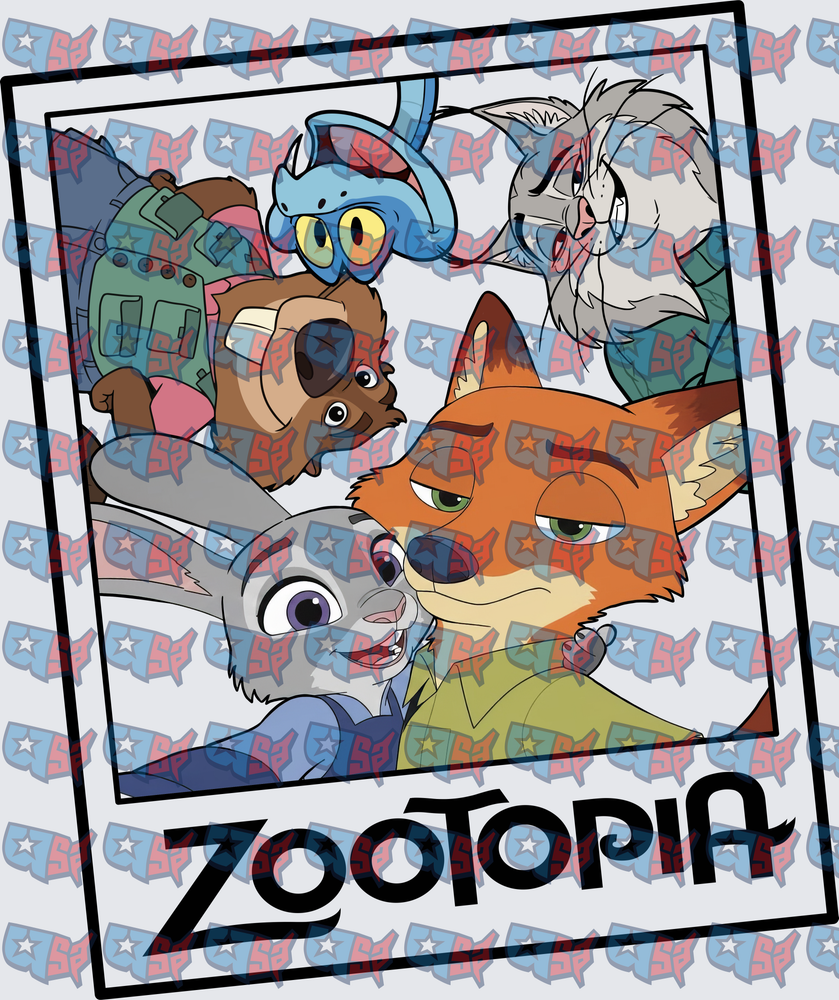 Zootopia Character Group Polaroid Frame Design (DTF)