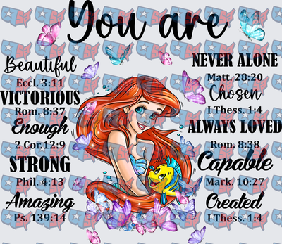 Mermaid Princess You Are Bible Verse Butterflies (DTF)