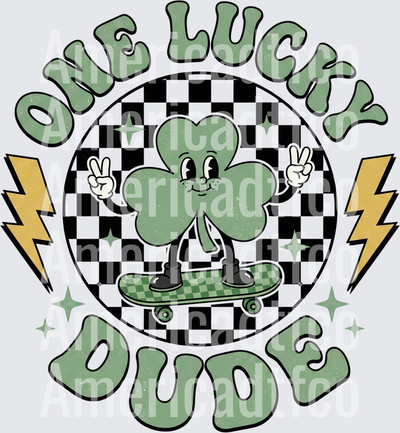 One Lucky Dude Retro Shamrock Skater (DTF)