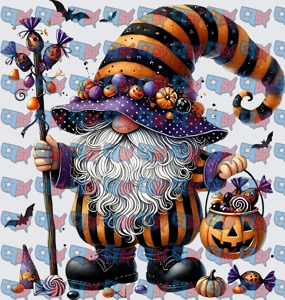 Halloween Gnome Witch with Candy and Jack-o-Lantern (DTF)