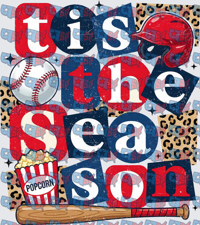 Tis The Season Baseball Leopard Distressed Graphic (DTF)