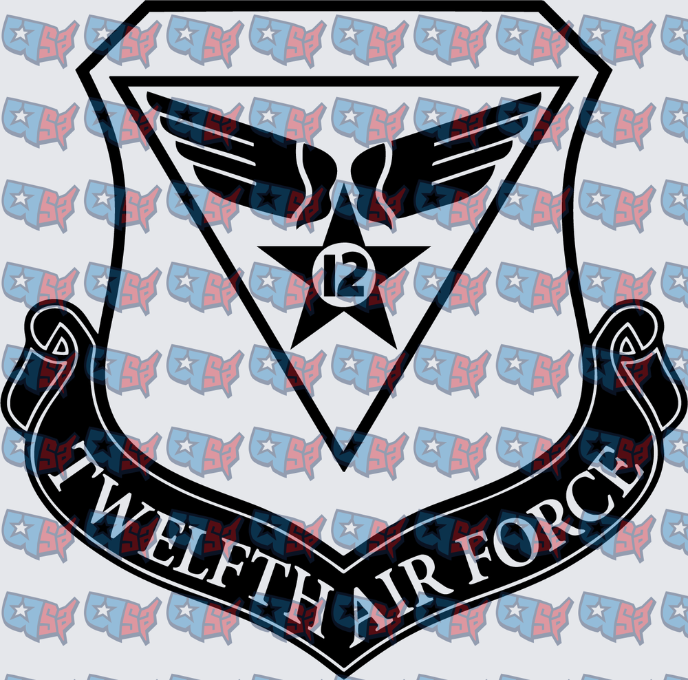 Twelfth Air Force Military Shield Emblem Badge (DTF)