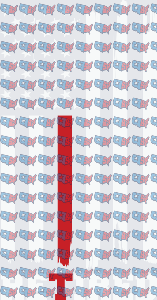 Patriotic USA Map Pattern with Red Stripe (DTF)