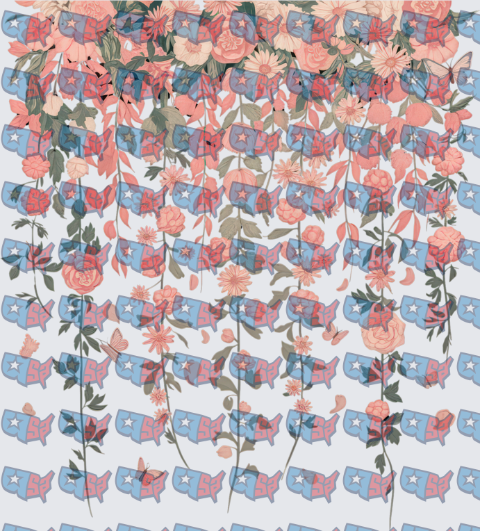 Floral USA Map Stars Patriotic Pattern (DTF)
