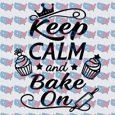 Keep Calm and Bake On Cupcake Rolling Pin (DTF)