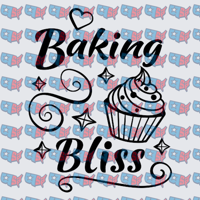 Baking Bliss Cupcake Script Design (DTF)