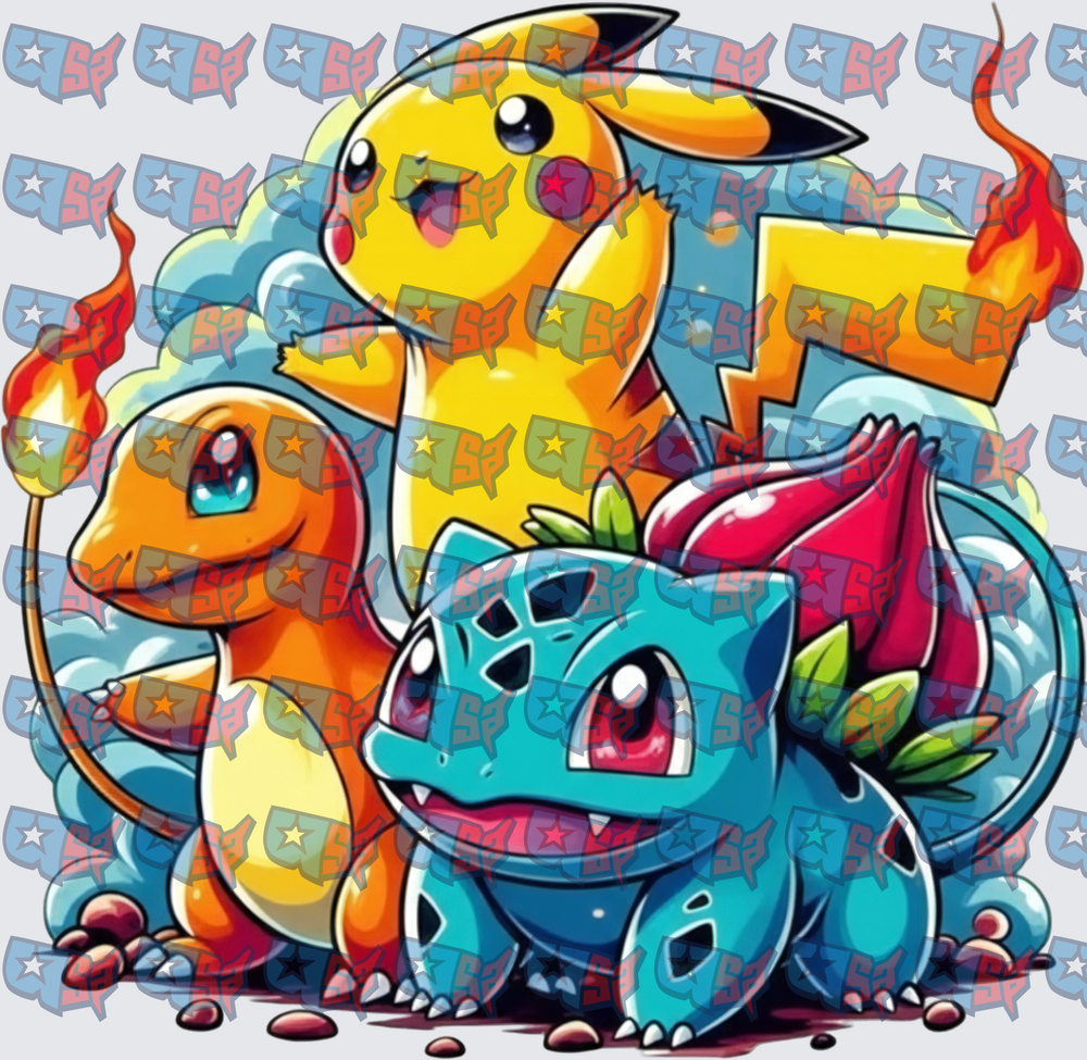 Pikachu Charmander Bulbasaur Starter Squad (DTF)