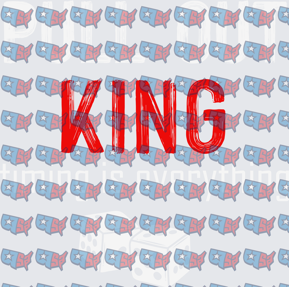 Bold Red Distressed KING Text Graphic (DTF)