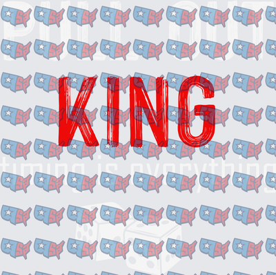Bold Red Distressed KING Text Graphic (DTF)