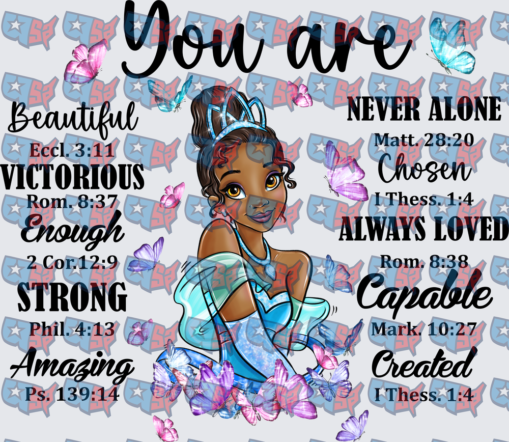 Black Princess You Are Affirmations Bible Verses Butterflies (DTF)