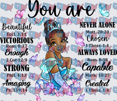 Black Princess You Are Affirmations Bible Verses Butterflies (DTF)