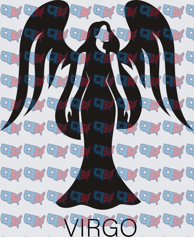 Virgo Zodiac Angel Silhouette Black Wings (DTF)