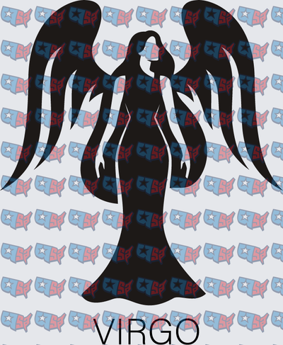 Virgo Zodiac Angel Silhouette Black Wings (DTF)