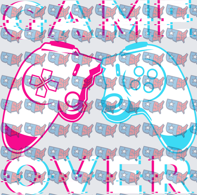 Game Over Neon Pink Blue Controllers Pixel Text (DTF)