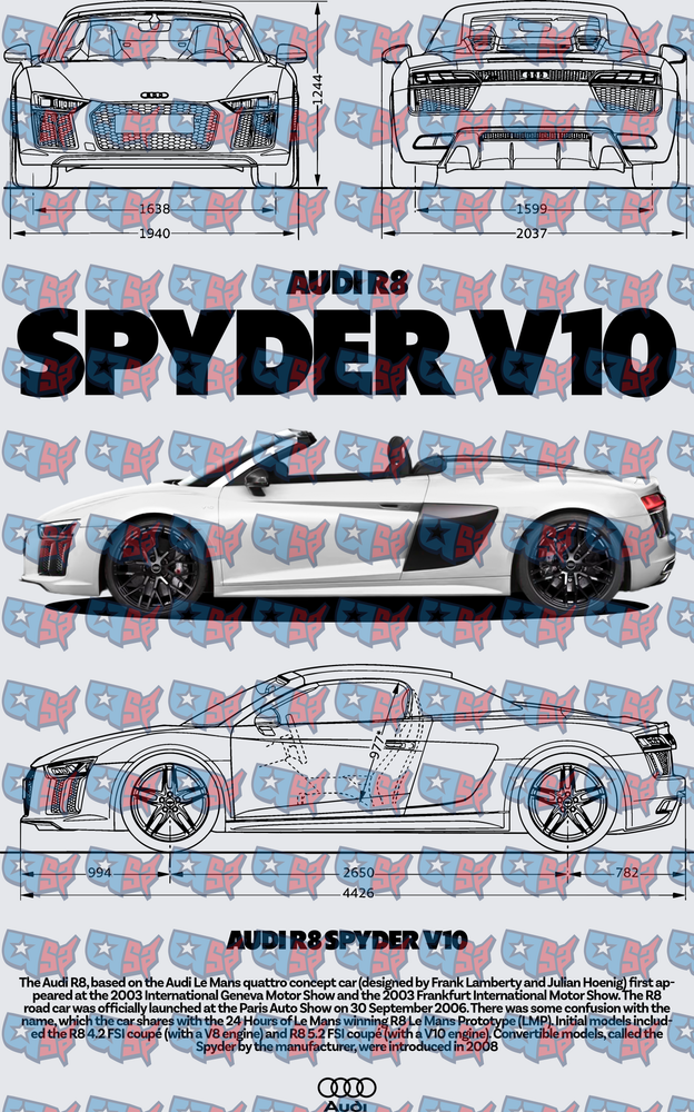 Audi R8 Spyder V10 Blueprint Spec Sheet (DTF)