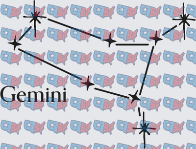 Gemini Constellation Star Map Patriotic USA Pattern (DTF)