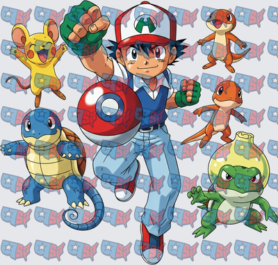 Young Trainer With Pokeball And Starter Creatures (DTF)