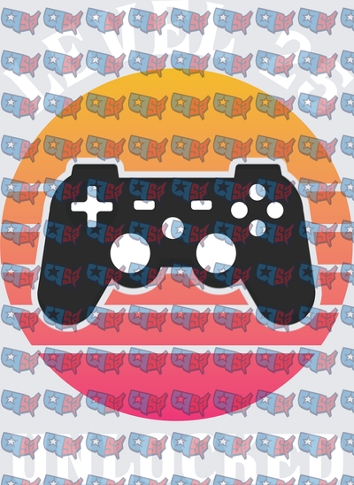 Level Up Unlocked Retro Sunset Game Controller (DTF)