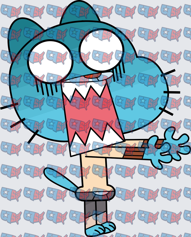 Blue Cat Screaming Shocked Expression Cartoon (DTF)