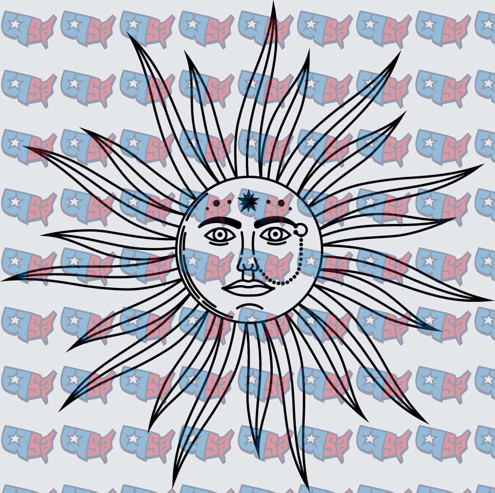 Celestial Sun Face With Ornate Rays (DTF)