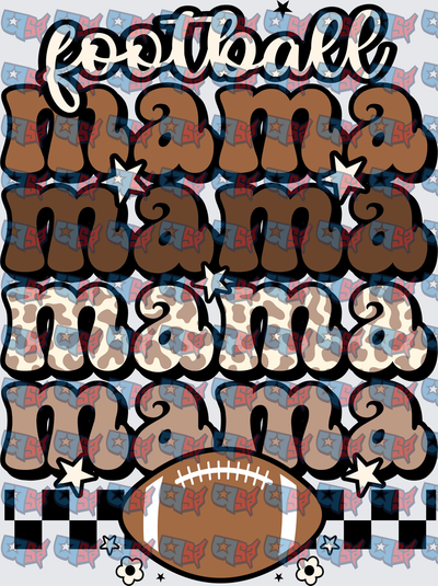 Football Mama Retro Stacked Leopard Print Design (DTF)
