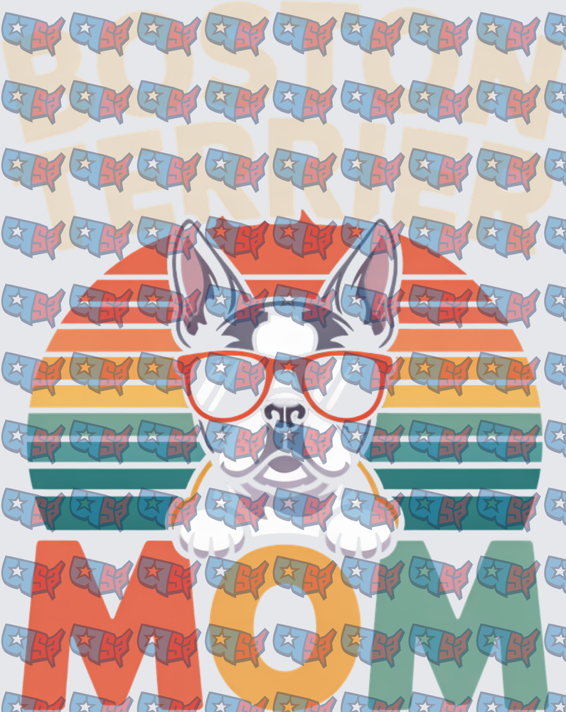 Boston Terrier Mom Retro Sunset Glasses (DTF)