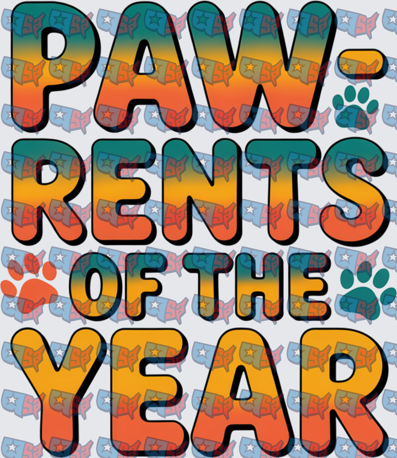 Paw-Rents Of The Year Retro Gradient Paw Print (DTF)