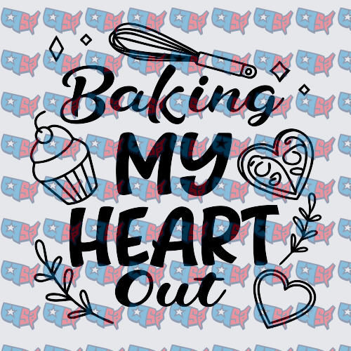 Baking My Heart Out Whisk Cupcake Heart Design (DTF)