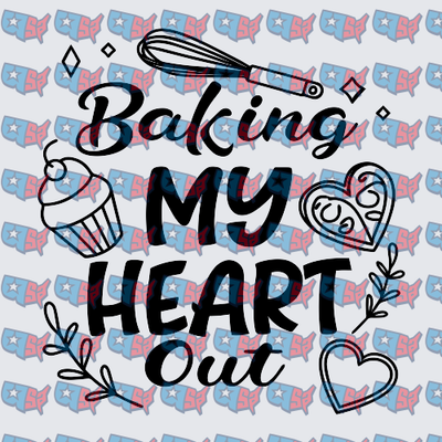 Baking My Heart Out Whisk Cupcake Heart Design (DTF)