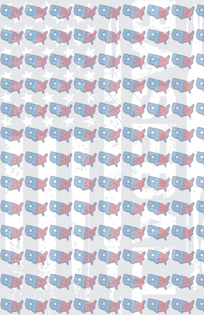 Patriotic USA Map Pattern with Stars and Stripes (DTF)