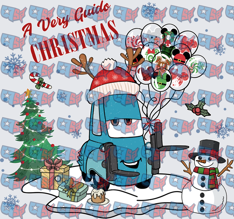 A Very Guido Christmas Forklift Car Holiday Scene (DTF)