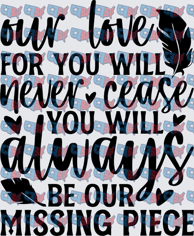 Our Love For You Will Never Cease Missing Piece Memorial (DTF)