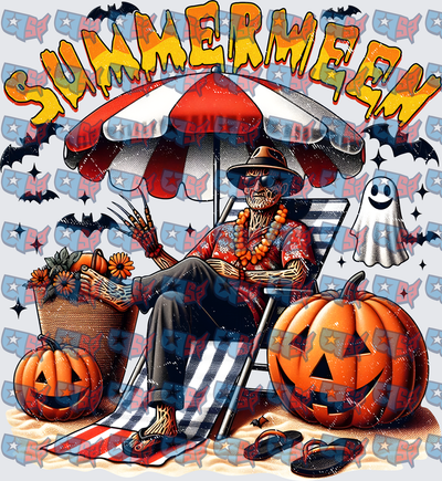 Summerween Freddy Krueger Beach Halloween Scene (DTF)