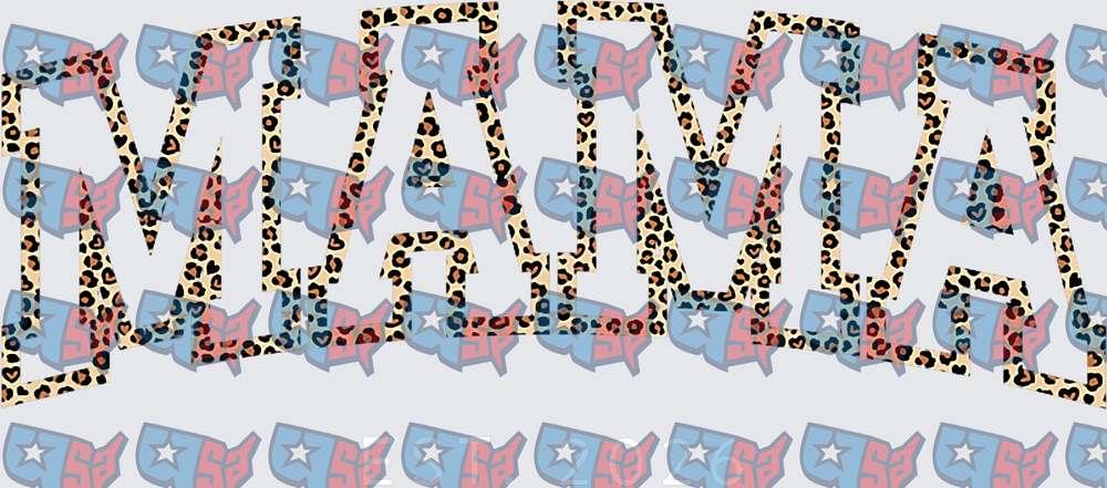 Leopard Print Mama USA Patriotic Text Design (DTF)