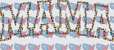 Leopard Print Mama USA Patriotic Text Design (DTF)